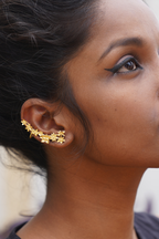 Golden Bloom Brass Climber Earrings | Wildflower Theory