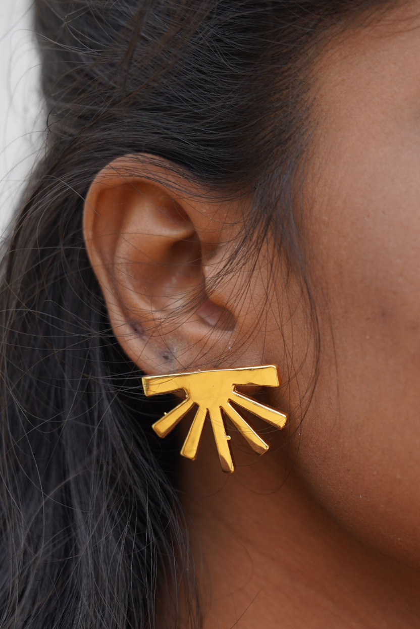 Golden Horizon Brass Stud Earrings | Afterlight Collection