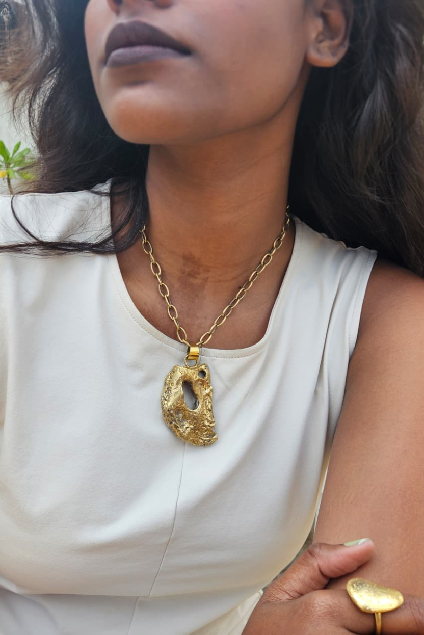 Eroded Core Brass Pendant Necklace | Unearthed Collection