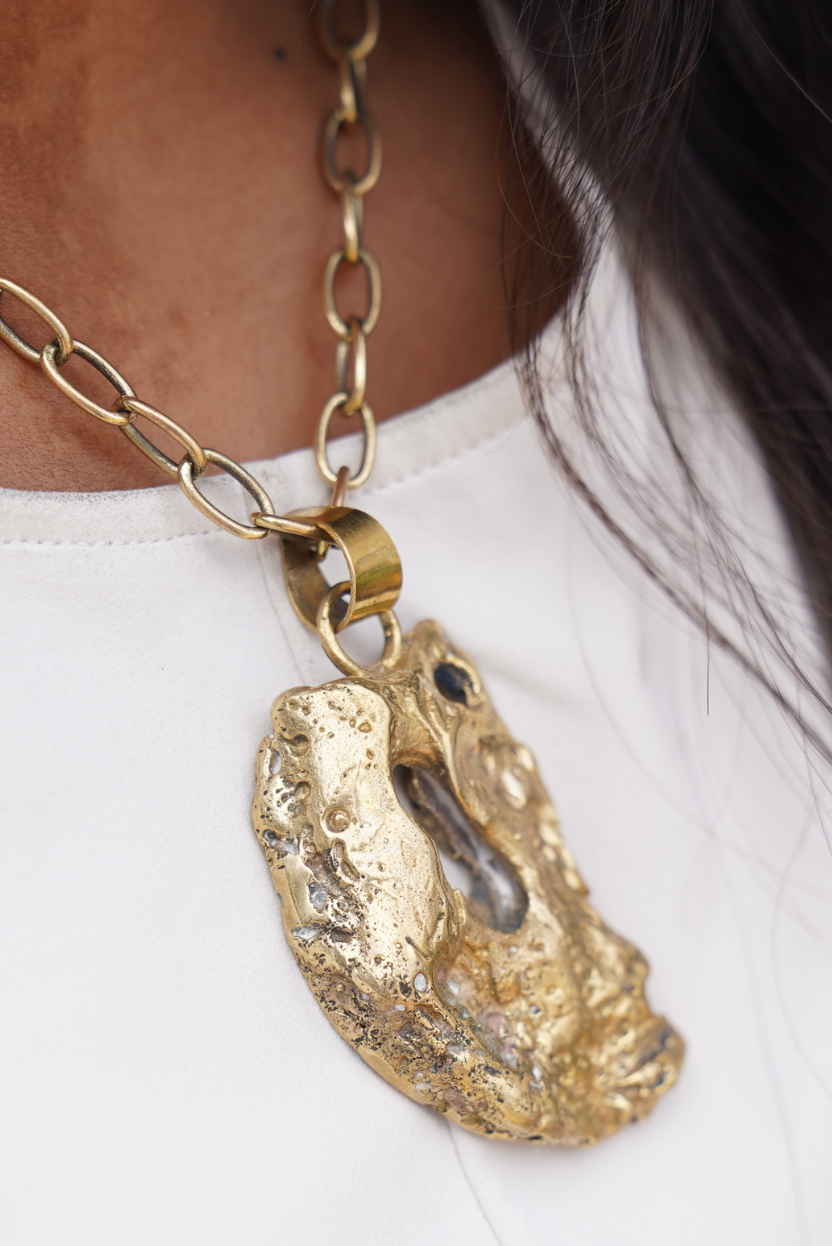Eroded Core Brass Pendant Necklace | Unearthed Collection